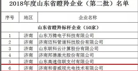 济南和普威视成功入选山东省“瞪羚企业”